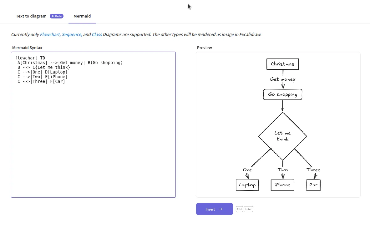 Mermaid to Excalidraw conversion
